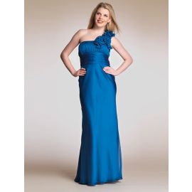 Elegante One Shoulder Abendkleider Chiffon lang Blau