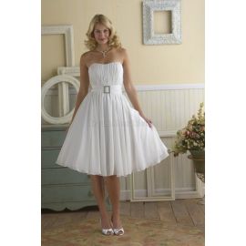A-Line knielanges Brautkleid mit Pailletten mit natürlicher Taille