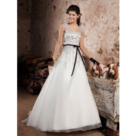 Luxus bestickte Brautkleider Weiß mit Trägern