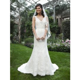 Luxus Brautkleider Weiß Spitze rückenfrei mit Trägern